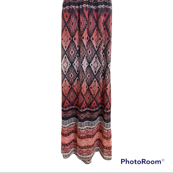 Trixxi Maxi Sun Dress Sleeveless w Navy Crocket Open back  100%Polyester Small - Picture 5 of 12